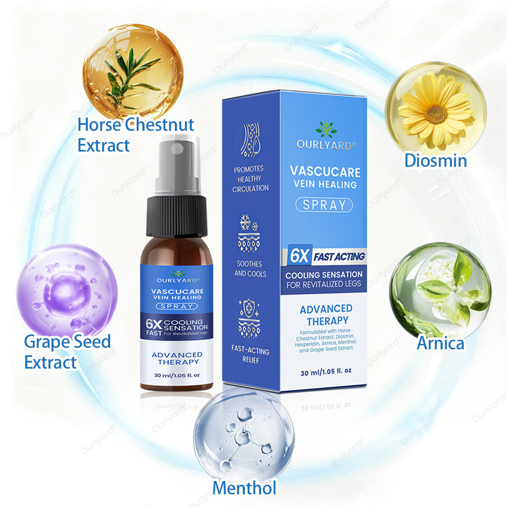 🇬🇧✅✅Ourlyard® VascuCare Vein Healing Spray(Designed for Varicose veins, Spider veins, Deep vein Thrombosis, Chronic venous insufficiency, Venous ulcers, Thrombophlebitis and other venous issues)