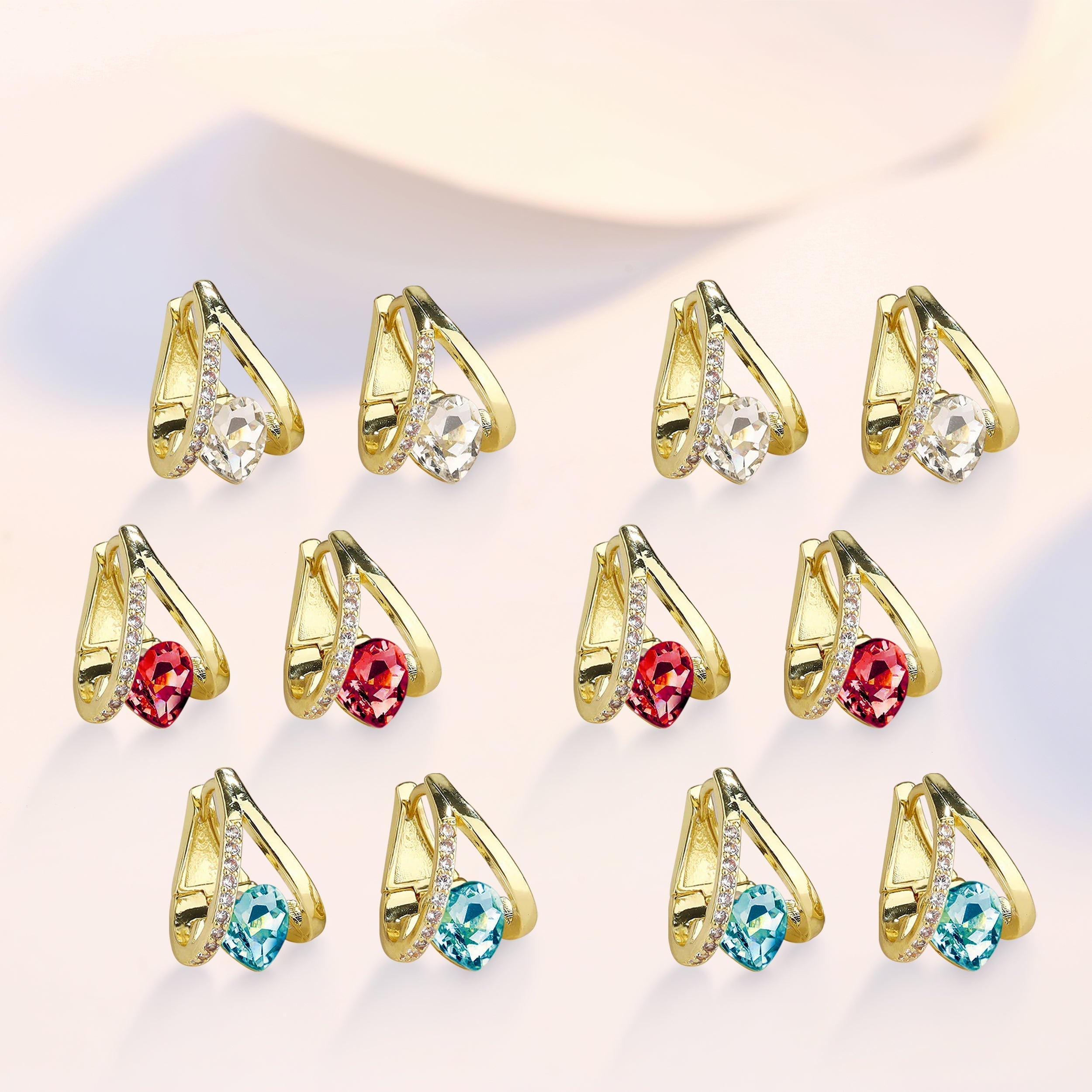 6PAIRS❤️2PCS BLUE+2PCS SILVER+2PCS RED