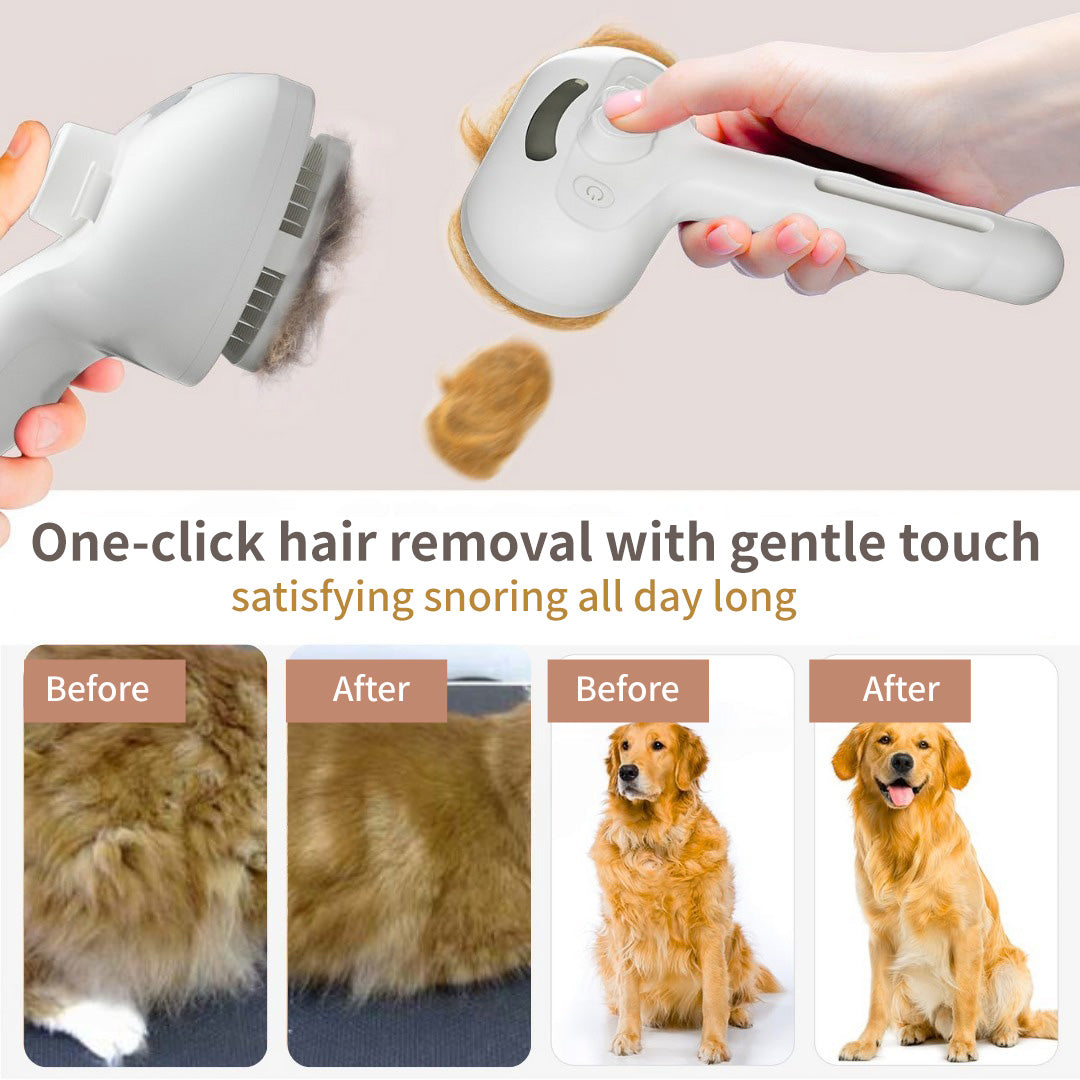 🐕QIAWI  3-in-1 Blue Light Pet Grooming Comb – 🪒 Removes Hair & Odors, Quiet & Cordless, Promotes Skin Health💙