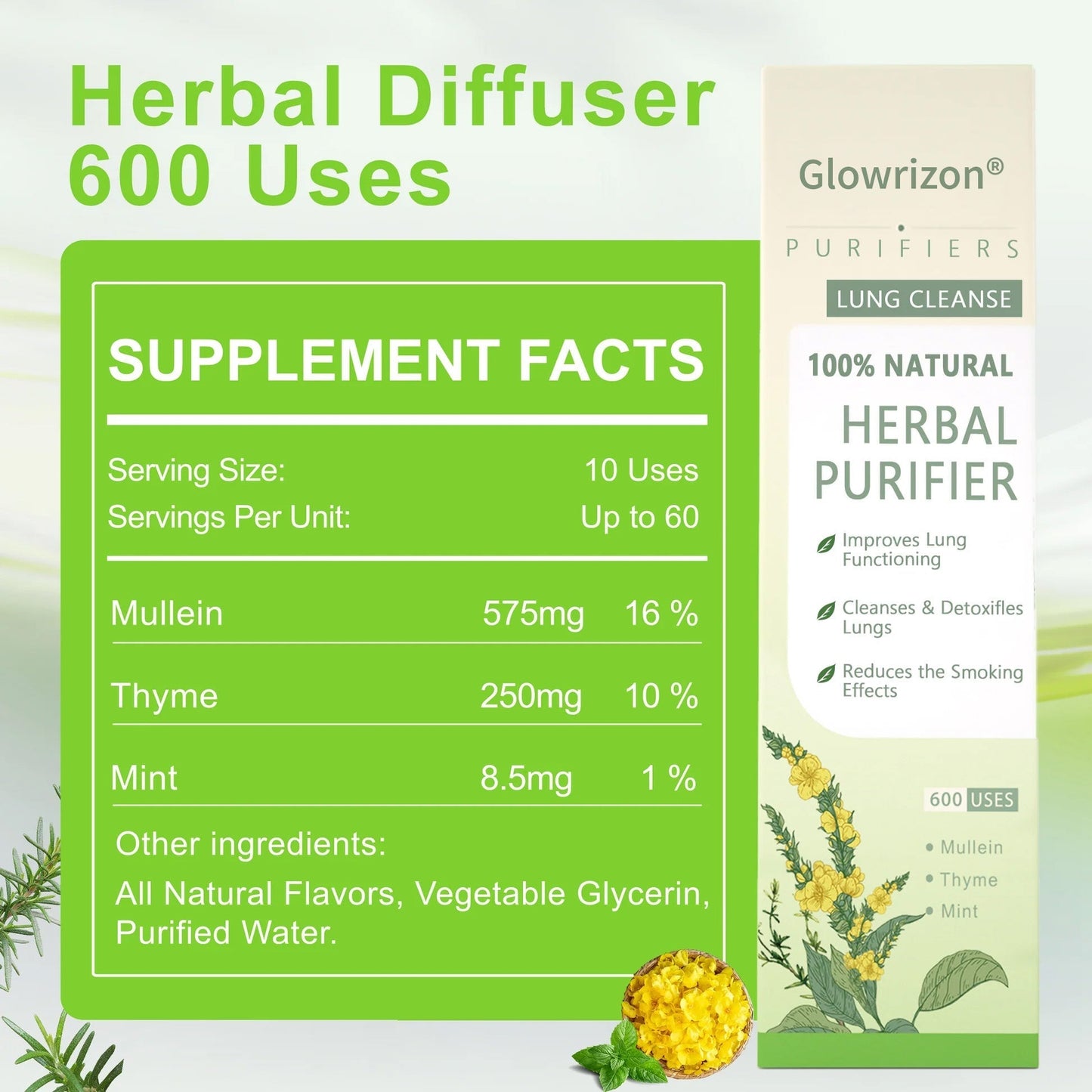 ✨ New upgraded version of Glowrizon® Mullein Herbal Lung Purifier – 🔥 70% off today only!