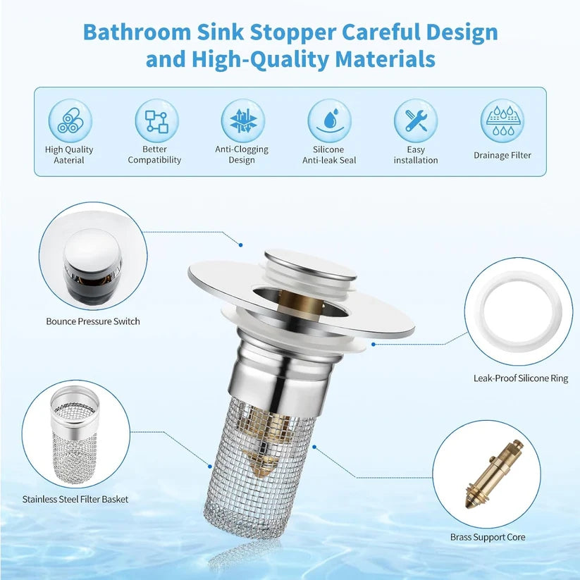 🔥Christmas Sale: Bathroom Sink  Universal Pop Up Sink Drain Filter