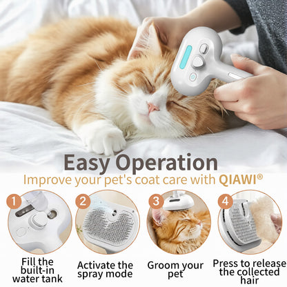 🐕QIAWI  3-in-1 Blue Light Pet Grooming Comb – 🪒 Removes Hair & Odors, Quiet & Cordless, Promotes Skin Health💙