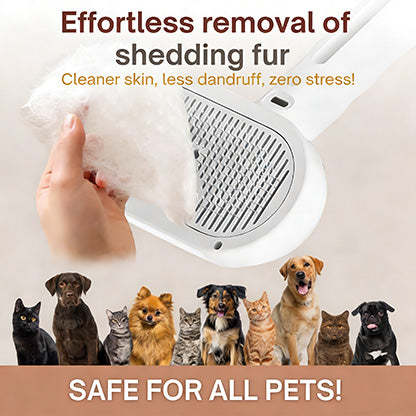 🐕QIAWI  3-in-1 Blue Light Pet Grooming Comb – 🪒 Removes Hair & Odors, Quiet & Cordless, Promotes Skin Health💙